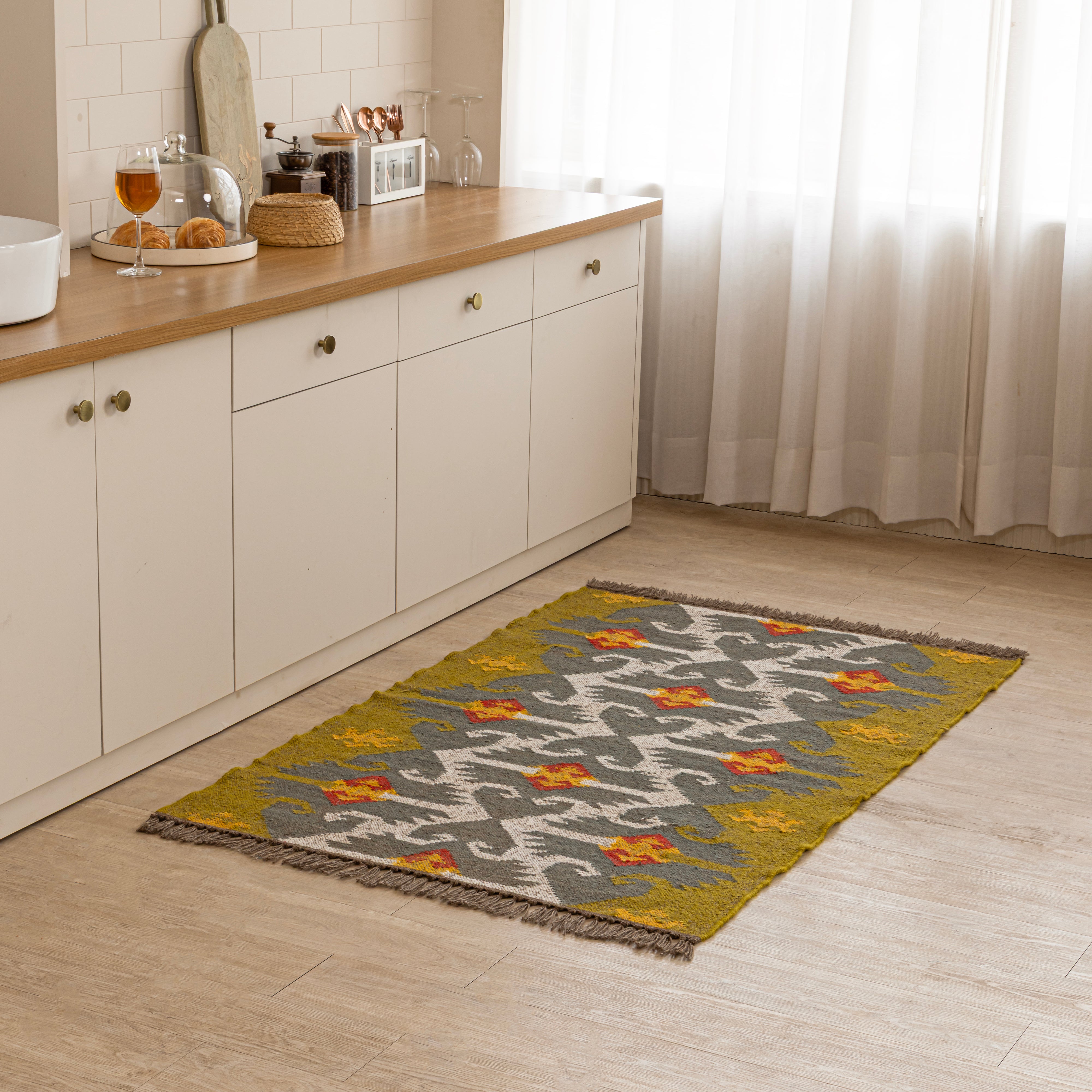 Vintage Turkish large kilim rug | Wool Jute Rug