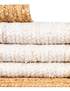 Cream & Natural Jute Runner Rug - Handwoven Textured Hallway & Entryway Rug