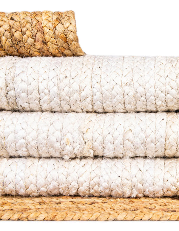 Cream & Natural Jute Runner Rug - Handwoven Textured Hallway & Entryway Rug