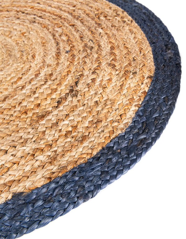 Mustard Yellow Oval Braided Area Rug with Natural Jute Border - Rustic Handmade Style Living Room