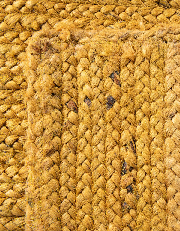 Natural Fiber Yellow Runner Rugs Features Thick Braided Textures and Vibrant Mustard