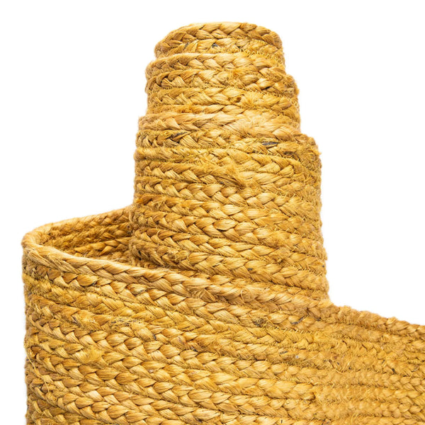 Natural Fiber Yellow Runner Rugs Features Thick Braided Textures and Vibrant Mustard