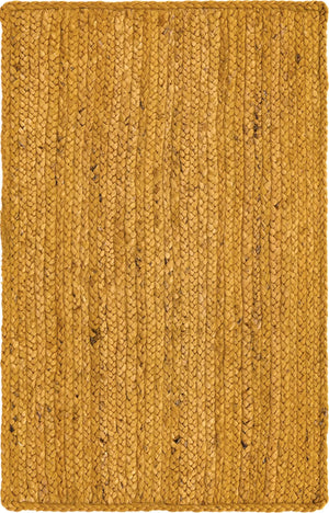 Natural Fiber Yellow Runner Rugs Features Thick Braided Textures and Vibrant Mustard