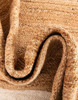 Handwoven Jute Runner Rug Natural Pink & White Border Rug