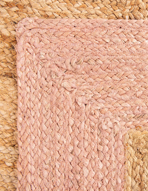 Handwoven Jute Runner Rug Natural Pink & White Border Rug