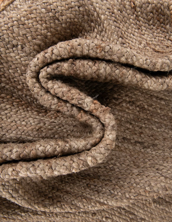 Natural Jute and Grey Braided Round Area Rug - Two- Tone Circular Accent Mat