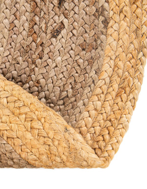 Handcrafted Two-Tone Braided Jute Round Area Rug for Cozy Living Room & Bedroom Decor