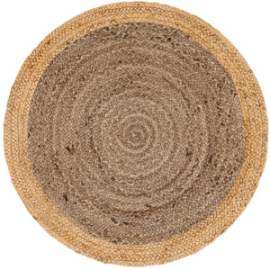 Natural Jute and Grey Braided Round Area Rug - Two- Tone Circular Accent Mat