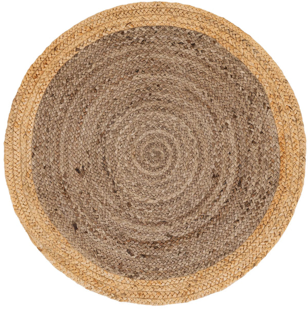 Handcrafted Two-Tone Braided Jute Round Area Rug for Cozy Living Room & Bedroom Decor