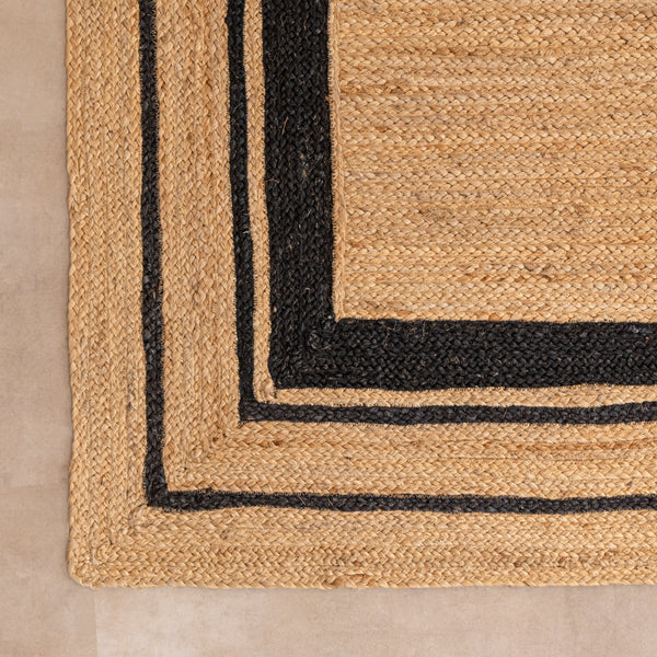Black Jute Rug Natural Jute Area Rug Boho  Geoetric Rug  Handwoven Farhouse Rug