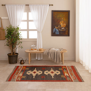 Bohemian Tribal Geometric Area Rug - Handwoven Southwestern Pattern Rug with Fringe
