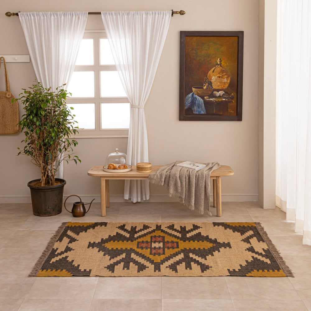 Boho kilim Rug Handwoven Gemteric Rug Tribal Area Rug Morocan Style Rug