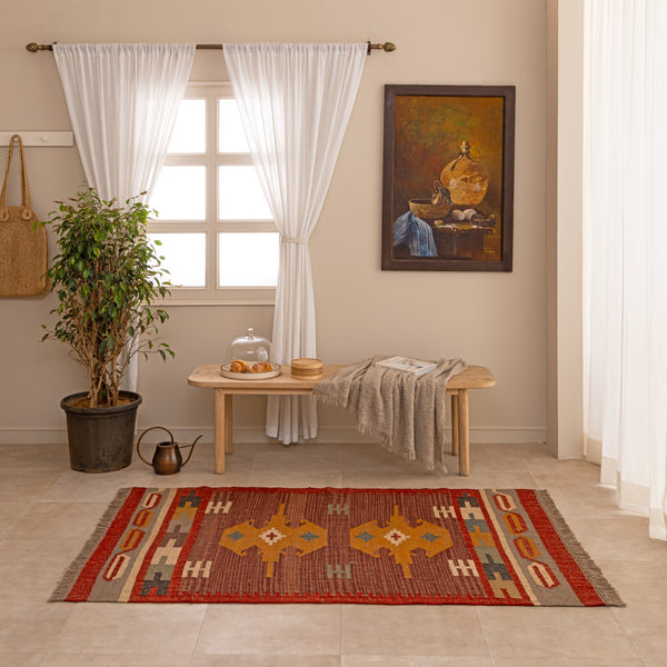 Rustic Bohemian Southwestern Area Rug Vintage Geometric Tribal Rug for Living Room