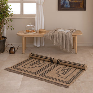 Handmade Wool Jute Rug Geometric Tribal Kilim Dhurrie Natural Fiber