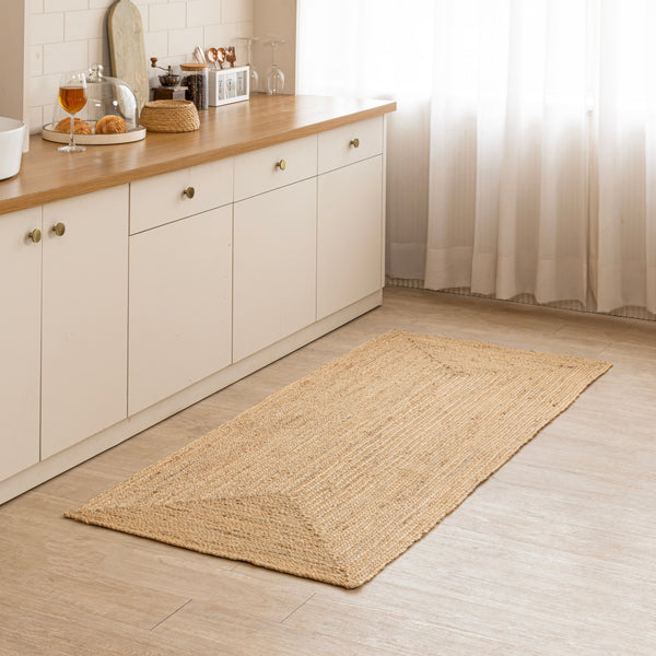 Rustic Handbraided Jute Runner RugEco-Friendly Hallway & Kitchen Mat