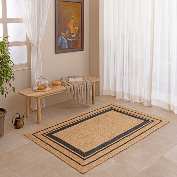 Black Jute Rug Natural Jute Area Rug Boho  Geoetric Rug  Handwoven Farhouse Rug