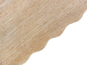 Handmade Scalloped Natural Jute Rug Large Eco-Friendly Braided Fiber Carpet For Living  Room