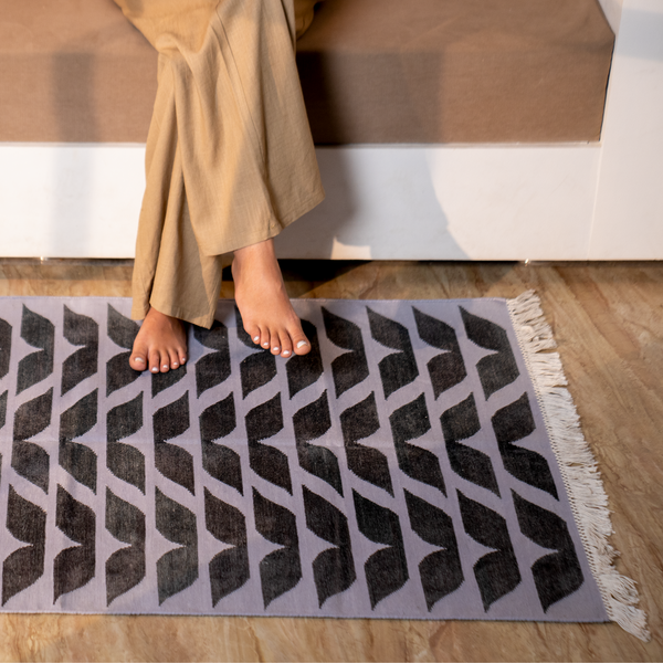 Handmade Cotton Flat Weave Rug, Custom Size Dhurrie Area Rug for Living Room, Bedroom & Hallway, Soin Blue Cotton Floor Rug