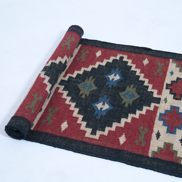 Black and Red Kilim Rug - Wool & Jute,Custom Sizes Handmade Black and Red Jute Rug, Handmade Home Decor Bohemian Area Rug