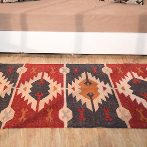 Kilim runner Handwoven Wool Jute Rug Handmade Kilim Dhurrie Rug, Motifs Oriental Traditional Indian Geometric Turkish Home decor
