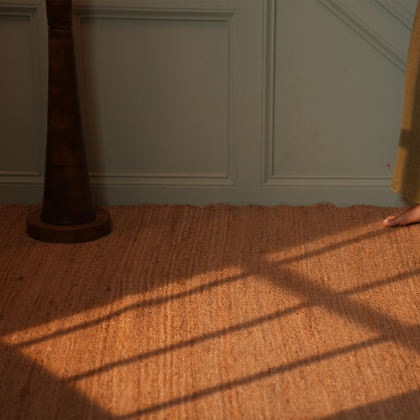 Handwoven Hemp Runner Rug with Striped Accents - Coastal Minimalist Flatweave