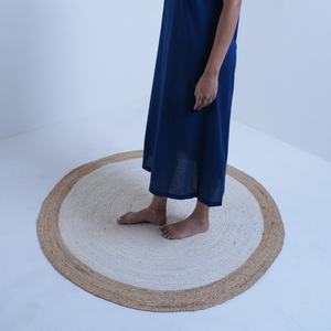 Round warm white Jute Rug.Off-White jute rug. Jute Braided Rug. Eco Rug.Vegan rug.Living Room Rug.Round Carpet Rustic Rug.Round Doormat rug with Natural Border