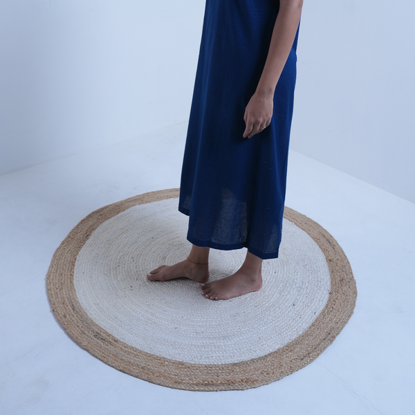 Round warm white Jute Rug.Off-White jute rug. Jute Braided Rug. Eco Rug.Vegan rug.Living Room Rug.Round Carpet Rustic Rug.Round Doormat rug with Natural Border