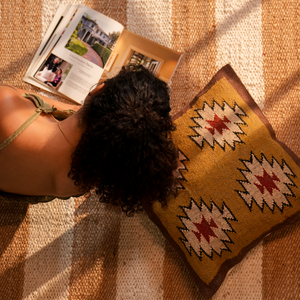 Handwoven Hemp Runner Rug with Striped Accents - Coastal Minimalist Flatweave