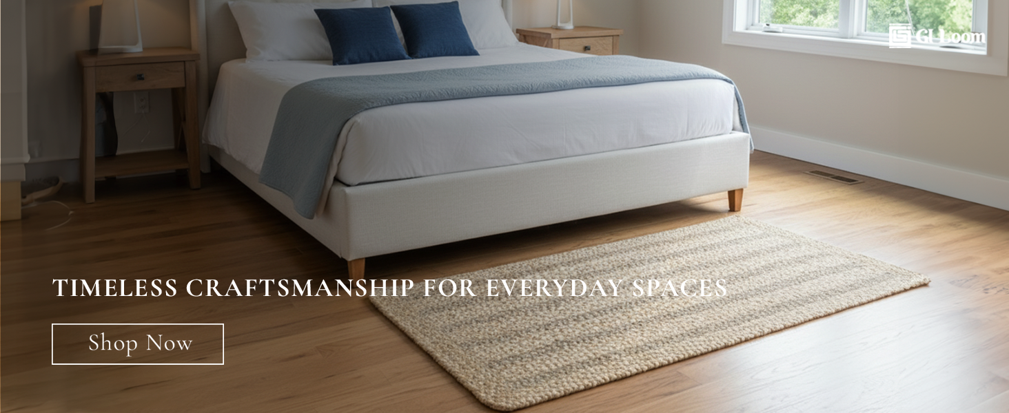 Rectangular Jute Braided RugHandwoven Neutral Rustic Accent - a2