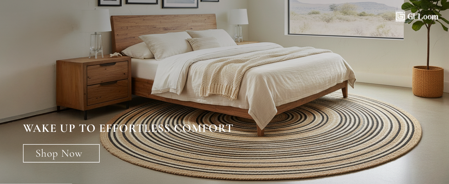 Round Jute Rug with Black Spiral DesignArtisan Handbraided Eco-Friendly Decor - a4