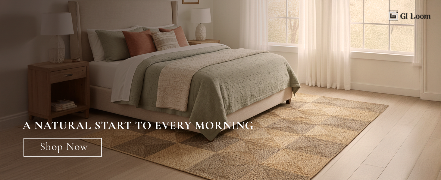 Checkered Jute RugHandcrained Rustic Two-Tone Flatweave - a2