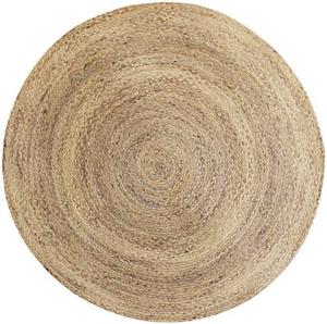 Handmade Round Natural Jute Area Rug - Braided Chunky Boho Circle Floor Mat