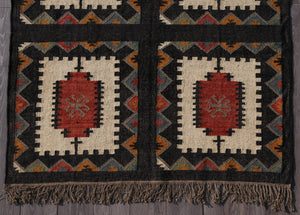 Vintage Turkish large kilim rug | Handwoven Wool Jute Rug