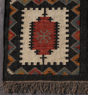 Vintage Turkish large kilim rug | Handwoven Wool Jute Rug
