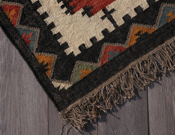 Vintage Turkish large kilim rug | Handwoven Wool Jute Rug
