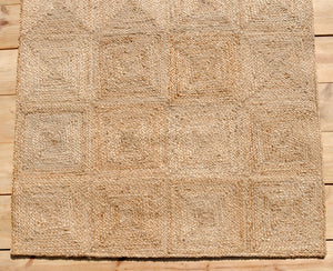 Natural Jute Rug with Patch work pattern Handwoven Eco-Friendly Flatweave Jute Rug