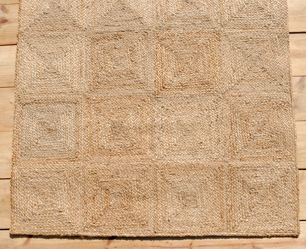 Natural Jute Rug with Patch work pattern Handwoven Eco-Friendly Flatweave Jute Rug