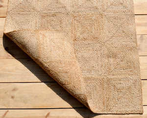 Natural Jute Rug with Patch work pattern Handwoven Eco-Friendly Flatweave Jute Rug