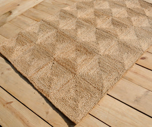 Natural Jute Rug with Patch work pattern Handwoven Eco-Friendly Flatweave Jute Rug