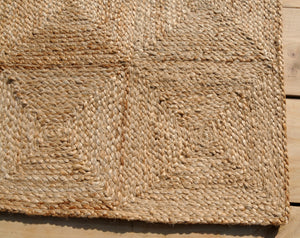Natural Jute Rug with Patch work pattern Handwoven Eco-Friendly Flatweave Jute Rug