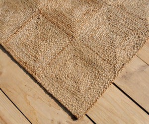 Natural Jute Rug with Patch work pattern Handwoven Eco-Friendly Flatweave Jute Rug