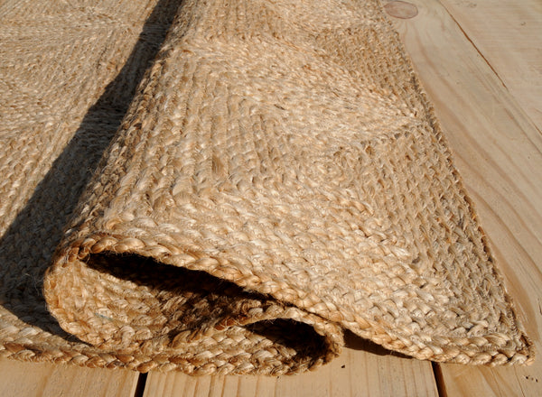 Natural Jute Rug with Patch work pattern Handwoven Eco-Friendly Flatweave Jute Rug