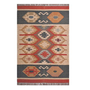 Kilim Area Rug Handwoven Wool Jute , Motifs Oriental Traditional Indian Geometric Turkish Home decor