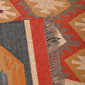 Handwoven Wool Jute Kilim patterned carpet