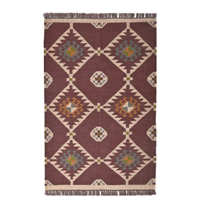 Handwoven Wool Jute Kilim Rug Brown Tribal Area Rug
