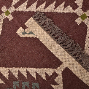 Handwoven Wool Jute Brown Kilim Rug
