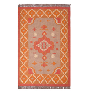 Handwoven Tribal Kilim Handmade Wool & Jute Flatweave Boho Southwestern Rug