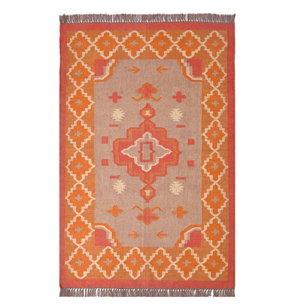 Handwoven Tribal Kilim Handmade Wool & Jute Flatweave Boho Southwestern Rug