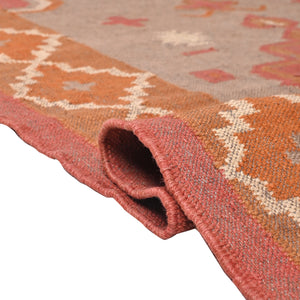 Handwoven Tribal Kilim Handmade Wool & Jute Flatweave Boho Southwestern Rug