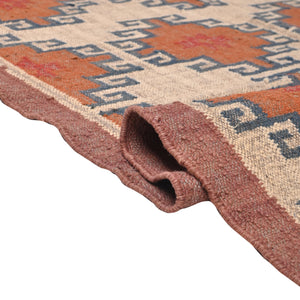 Handwoven Wool Jute Kilim Area Rug - Geometric Tribal Boho Rug